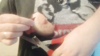 Cutting off my shirt and playing with my big tits