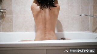 I decided to wash my hair before going to bed. Water flows down my back.