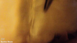 Pornstar Barbie Blaze, gaggs on his big fat cock