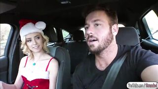 Blonde Haley Reed gets fucked in the car