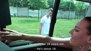 Takevan Pornstars Mea Melone & Wendy Moon found guy on the street and fuck him