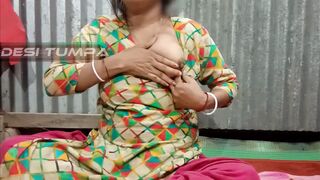 Desi Tumpa bhabhi shows her big white boobs and creamy tight pussy when her husband is not in the room