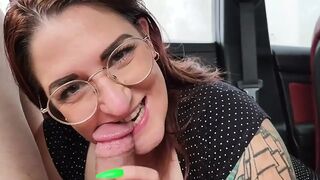 Biting Backseat Blowjob