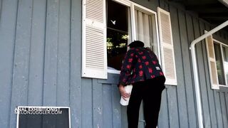 Anal Exhibition through the window of her home