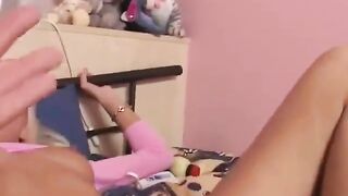 Dude helps horny Nikky Blond masturbate with a dildo and vibrator