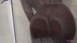 While Showering the Ebony Gets a Craving for a BBC to Rail Her Tight Pussy