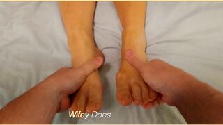 Wifey gets her feet and toes massaged