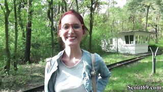 German Scout - Redhead Teen Lia in Public Casting