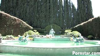 Horny threesome sex at the poolside with heather gables with Tory Lane
