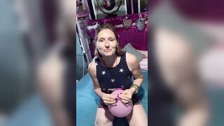Balloons and boobs play with this British blue eyed beauty