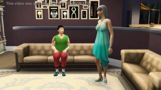 step Mother catches her Fat SON masturbating And it helps him have first sex with her