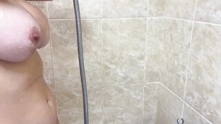 MILF with Big Tits Washes in the Bathroom