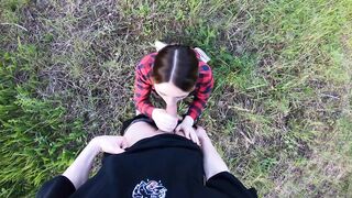 Perverted Teen Makes Me Cum on her titties in a Forest POV Public Outdoor