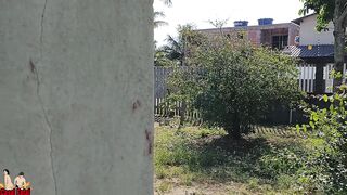 The delivery boy caught my wife taking a shower naked outside