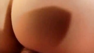 Horny brunette chick from France enjoys a hard ass bang