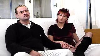 A redhead lady from France gets her deep throat filled with cum