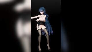 Honkai Impact Mei Raiden Dance Hentai Vertical Screen MMD 3D - Blue Hair Color Edit Smixix