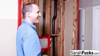 Sexy Milf Sarah pays her plumber with her tight pussy