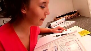 Cute brunette teen from Germany fucking with an old dude