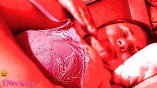 stepmother shares her bed with her stepson and has scary sex on haloween with consent