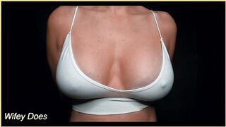 Wifey getting her amazing tits wet in multiple bras - compilation video