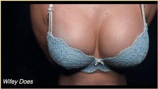 Wifey getting her amazing tits wet in multiple bras - compilation video
