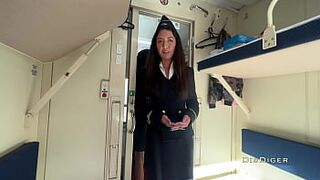Seduced the conductor on the train and fucked while she had a break