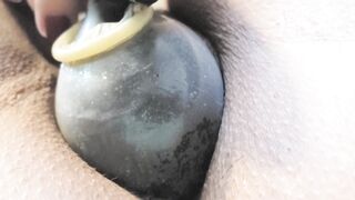 Mature hairy masturbating with pussy pump