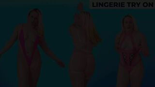 Sheer pink lingerie try on