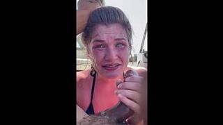 REAL DEEP throat blow job on a boat