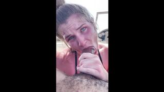 REAL DEEP throat blow job on a boat