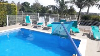 Sexy Pool Man with BBC Massages Catalia and Gets Frisky!!