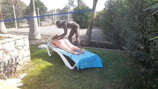 Sexy Pool Man with BBC Massages Catalia and Gets Frisky!!