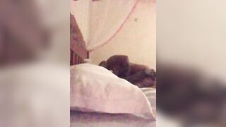 Sexy ebony Stepmom getting a cumshot on ass