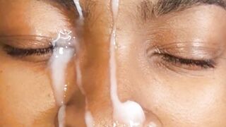 GIANT CUM FACIAL ON EBONY TEEN