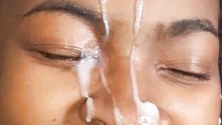GIANT CUM FACIAL ON EBONY TEEN