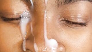 GIANT CUM FACIAL ON EBONY TEEN