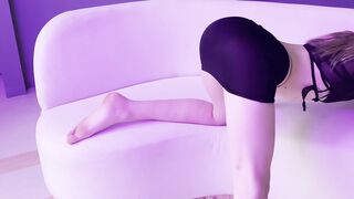 flashing panty in short skirts yoga