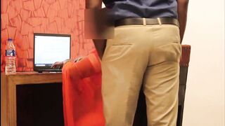Wife Fucks Manager in Office Transparent Saree