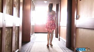 Admirer follows and fucks a hot brunette at the hotel