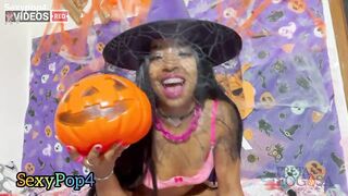 Morena Rabuda plays with her horny penile pumpkin squirts on halloween night