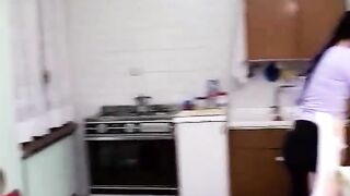In the bathroom unbridled sex between the two amateur lovers