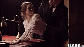 Perverted secretary fucked by a bad boss with his cock