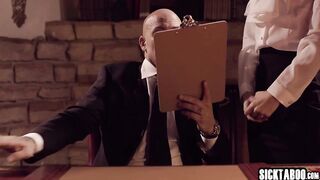 Perverted secretary fucked by a bad boss with his cock