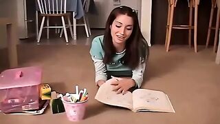 Cute American 18 Year Old Chloe 18 Plays with Crayons