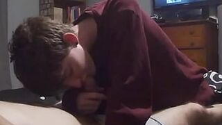 Sucking his dick with his boxers still on. Miss Magic teases and gets Creampied