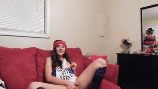 Dumb slut spreads her ass and masturbates