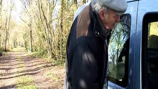 Hot French chick pleasing her boyfriend and his grandpa