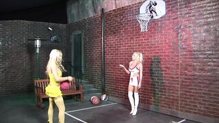 Kinky blondes lick each other then stud comes to join in the fuckfest