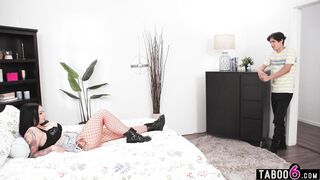 Busty teen stepsister Payton Preslee wanted to crash at bachelors pad